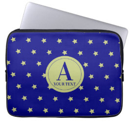 Capa Para Notebook Elegant Gold & Blue Star Pattern Monogram