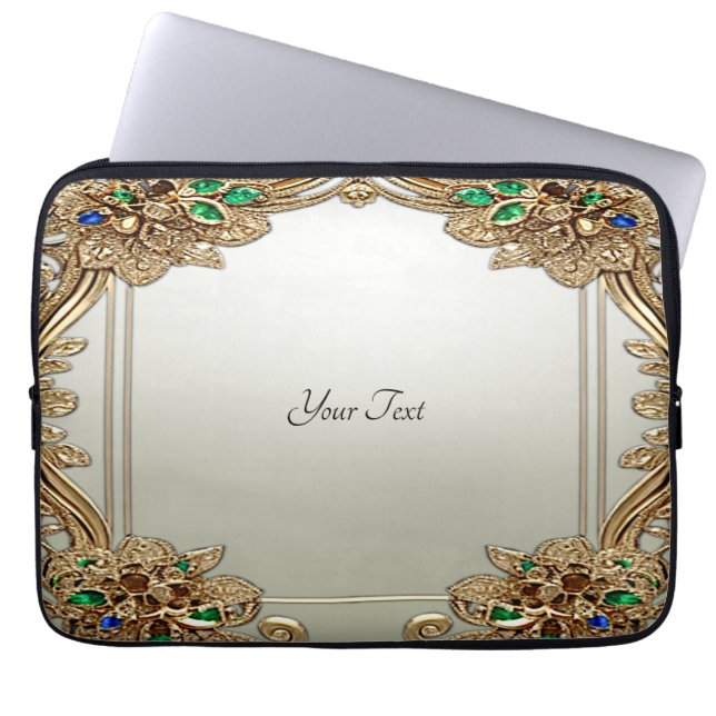 Capa Para Notebook Elegant Gold Ornate Laptop Sleeve (Frente)