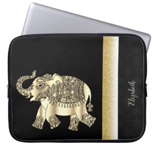 Capa Para Notebook Elegant Gold Paisley Elephant,Damask -Personalized