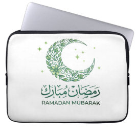 Capa Para Notebook Elegant Green Floral Crescent Ramadan Mubarak Arab