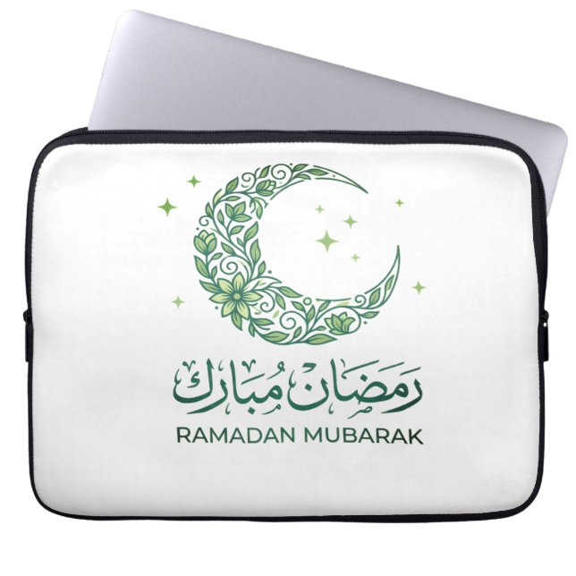 Capa Para Notebook Elegant Green Floral Crescent Ramadan Mubarak Arab (Frente)