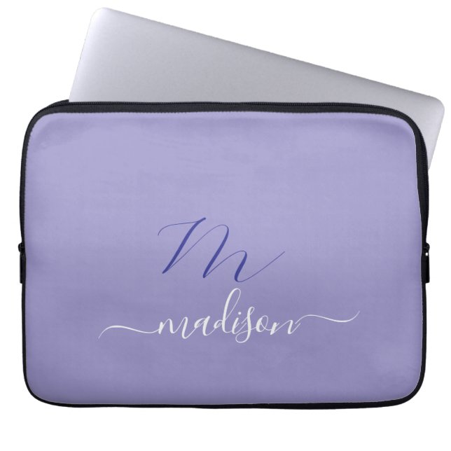 Capa Para Notebook Elegant Monogram Purple Script Office School (Frente)