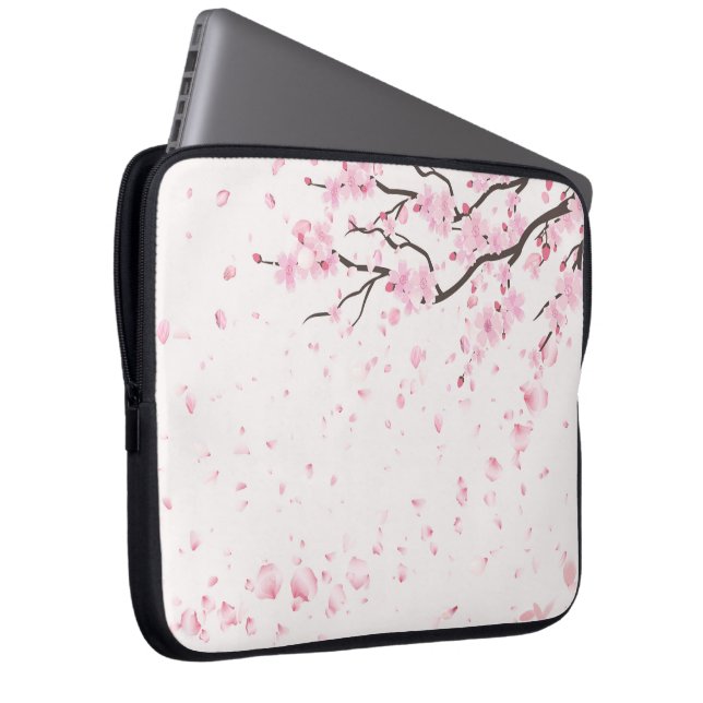 Capa Para Notebook Elegant Pink Cherry Blossom Floral Laptop Sleeve (Frente Esquerda)