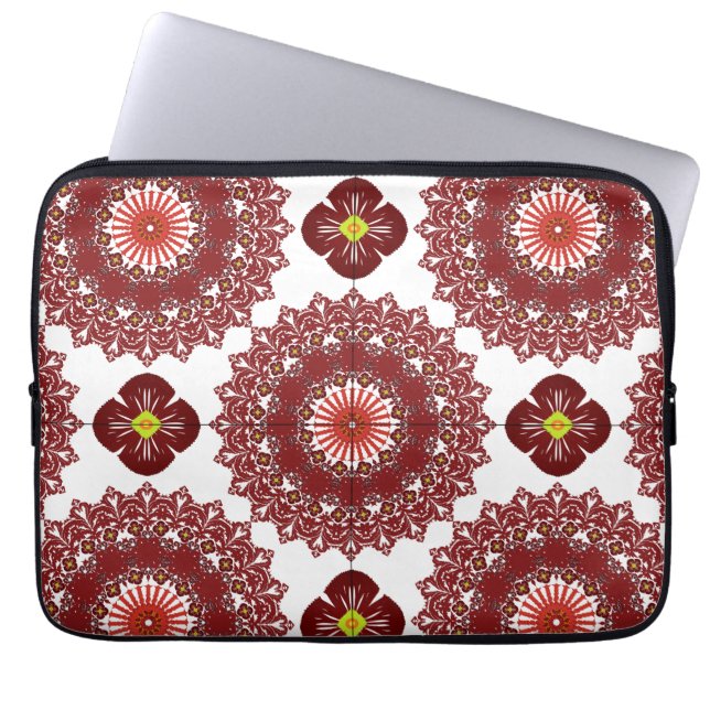 Capa Para Notebook Elegant Red Mandala Pattern Laptop Sleeve – Artist (Frente)