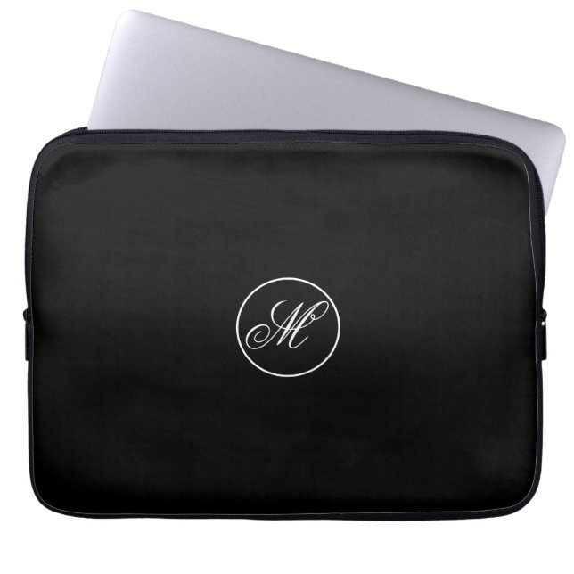 Capa Para Notebook Elegant  Simple Black Minimalist Monogram (Frente)