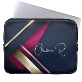 Capa Para Notebook Elegante Abstrato Dourado Blue Pink
