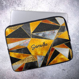 Capa Para Notebook Elegante abstrato dourado geométrico