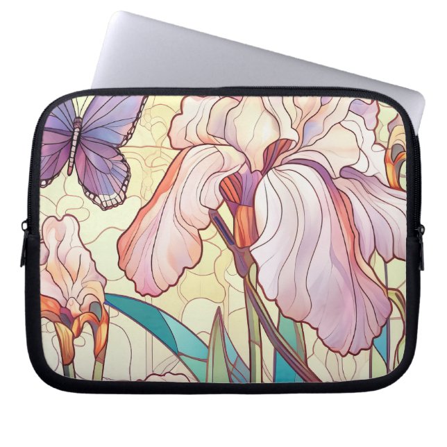 Capa Para Notebook Elegante Art Nouveau Vidro Iris Butterfly (Frente)