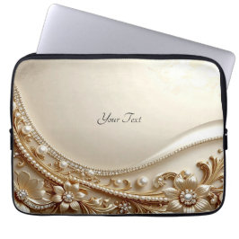 Capa Para Notebook Elegante Capinha de Laptop Floral Dourada Ornament