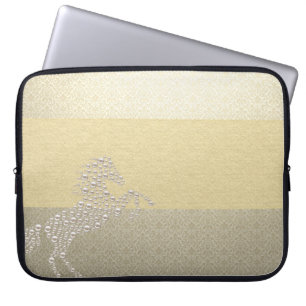 Capa Para Notebook Elegante Chic Damasco Cavalo Pérolas