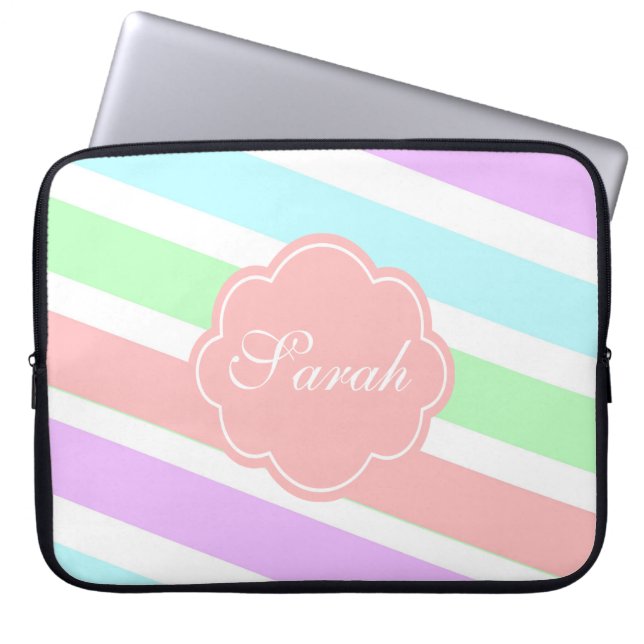 Capa Para Notebook Elegante, cor pastel suave da moenda, monograma (Frente)