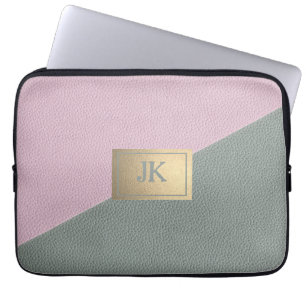 Capa Para Notebook Elegante couro rosa verde Monogram