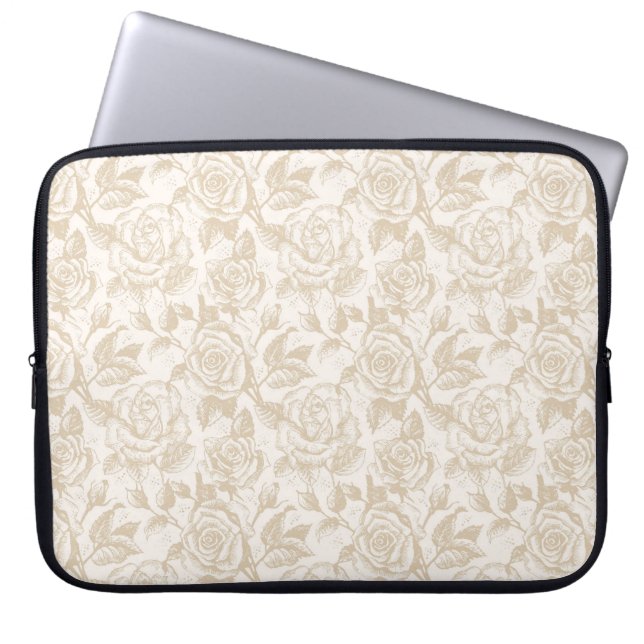 Capa Para Notebook Elegante Cream Rosa Floral (Frente)