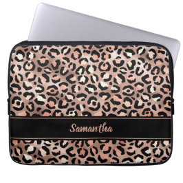 Capa Para Notebook Elegante Estampa de Leopardo em Folha de Ouro Pret