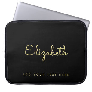 Capa Para Notebook Elegante Faux Dourado & Black Typografia Name Mode