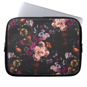 Capa Para Notebook Elegante Floral Burgundy Escuro Vintage Mal-humora
