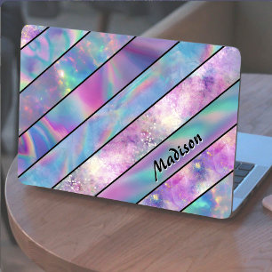Capa Para Notebook Elegante holográfico chic azul rosa