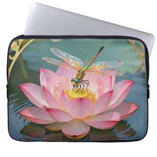 Capa Para Notebook Elegante Moldura de Lírio Rosa em Art Nouveau