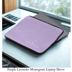 Capa Para Notebook Elegante Monograma de Lavanda Capinha de Laptop