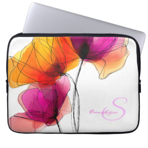 Capa Para Notebook Elegante Monograma Personalizado Floral Abstrato A