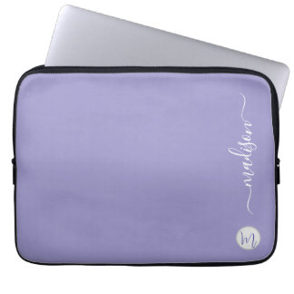 Capa Para Notebook Elegante Monograma Roxo Escrita Escritório Escola