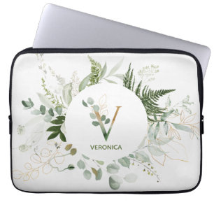 Capa Para Notebook Elegante Monograma V Bolsa de laptop Verde