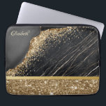 Capa Para Notebook Elegante Na moda, Sequências de Lítimas Douradas,<br><div class="desc">Sequências de douradas legantes sobre fundo de mármore preto.</div>