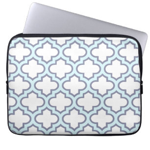 Capa Para Notebook Elegante padrão de quatro folhas marroquino azul c