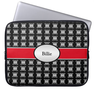 Capa Para Notebook Elegante Personalizado Preto Vermelho & Prata