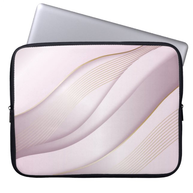 Capa Para Notebook Elegante Rosegold Wavy Lines Textura (Frente)