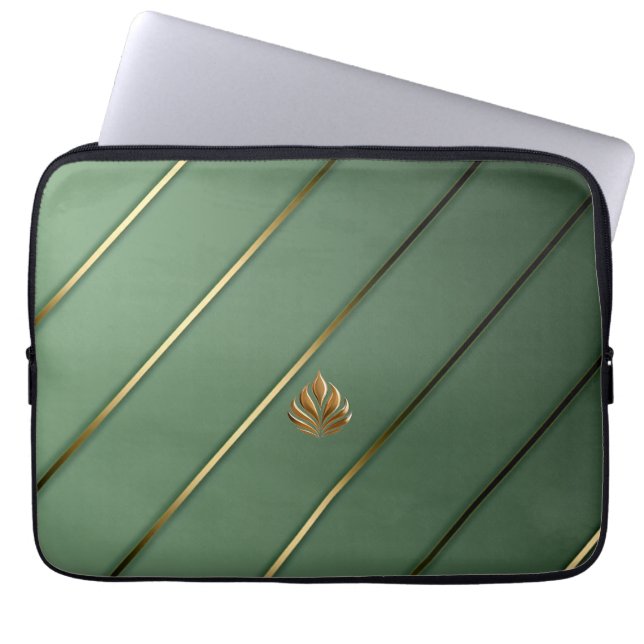 Capa Para Notebook Elegante Sage Verde e Dourado (Frente)