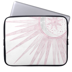 Capa Para Notebook Elegante Sun Moon Doodle Mandala White Design