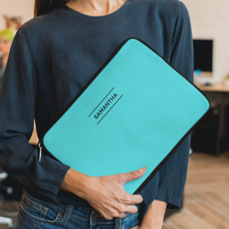 Capa Para Notebook Elegante Turquesa com Nome Capinha de Laptop