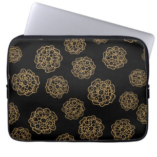 Capa Para Notebook Elegantes Flores Amarelas Douradas de Halloween em