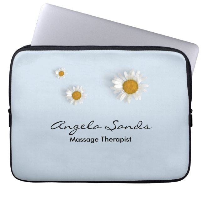 Capa Para Notebook Elegantes margaridas brancas azuis (Frente)