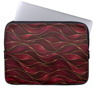 Capa Para Notebook Elegantes Ondas de Mármore Vermelho Borgonha com A