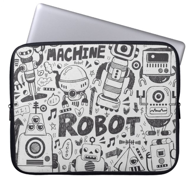 Capa Para Notebook elemento robô de rabisco, ferramentas de linha de  (Frente)