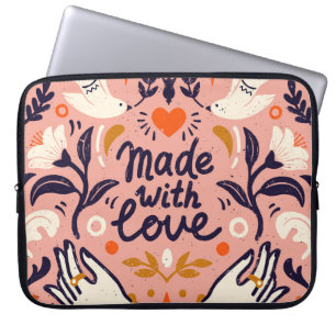 Capa Para Notebook Elementos de amor: composição rosa vintage.