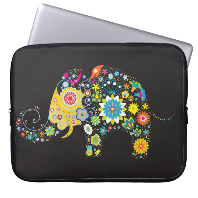 Capa Para Notebook Elephant Girly Retro Floral Fashion (Frente)