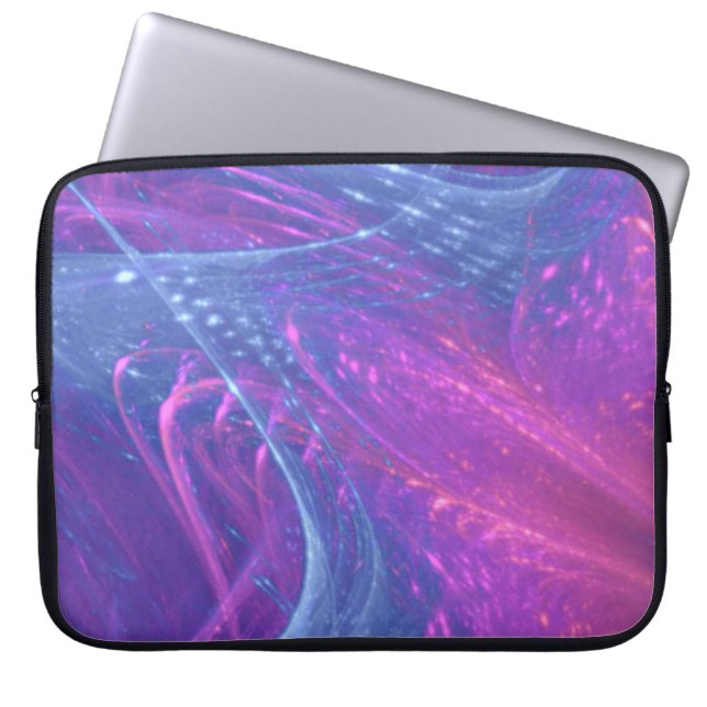 Capa Para Notebook Eletrônicos Bag Azul Magenta Asimétrica Fractal (Frente)