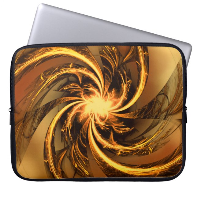 Capa Para Notebook Eletrônicos Bag Fractal Brilho Torcido Amarelo (Frente)