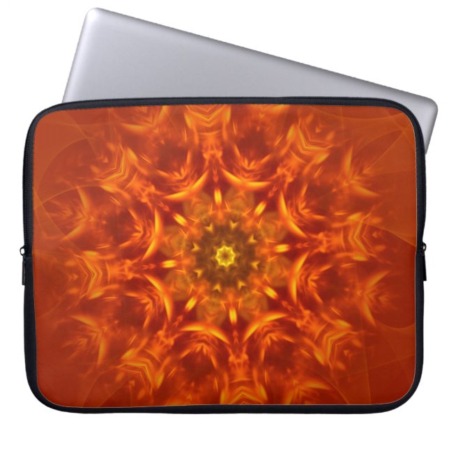 Capa Para Notebook Eletrônicos Bag Mandala Sunlight Orange Patterno (Frente)