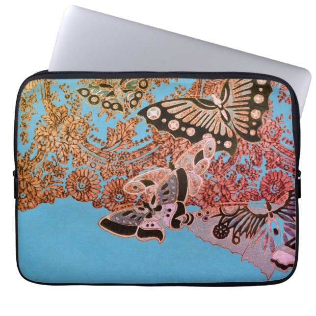 Capa Para Notebook Eletrônicos Bag NEOPRENE BUTTERFLIES E LACE (Frente)