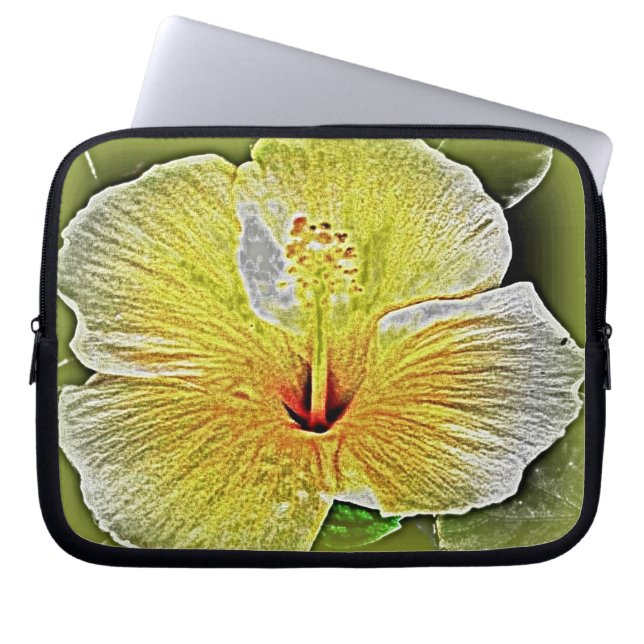 Capa Para Notebook Eletrônicos de Hibiscus Amarelo (Frente)
