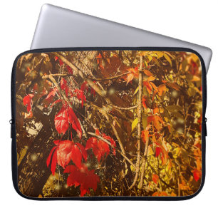 Capa Para Notebook Eletrônicos Saco Autumn Red Yellow Vines