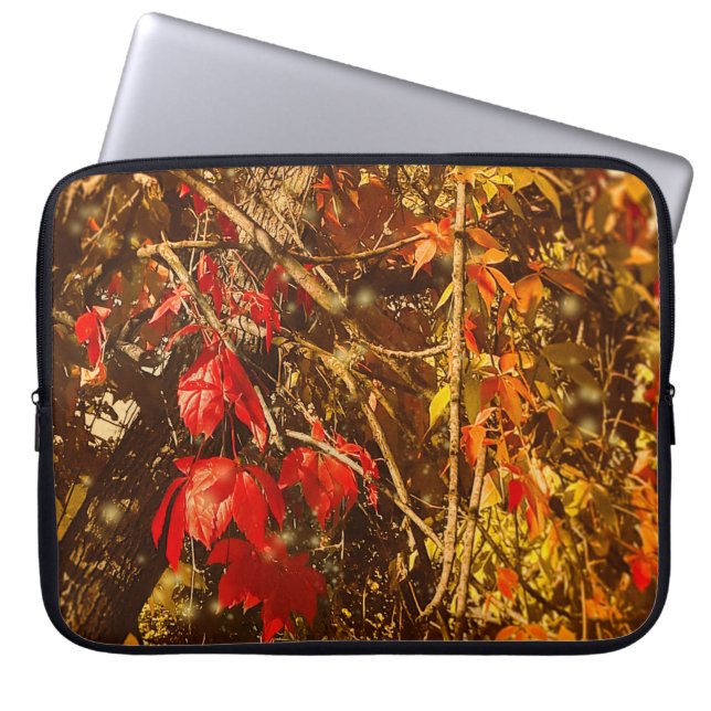 Capa Para Notebook Eletrônicos Saco Autumn Red Yellow Vines (Frente)