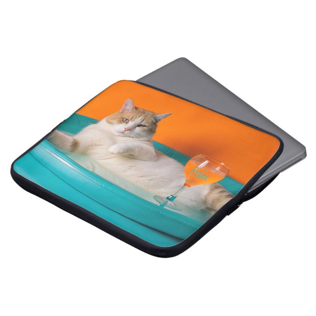 Capa Para Notebook Eletrônicos Saco brilhante com um gato deitado (Frente Topo)