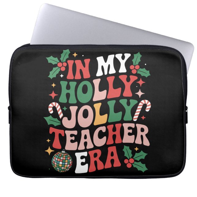 Capa Para Notebook Em Minha Holly Xmas, Professora Era Jolly Vibes (Frente)