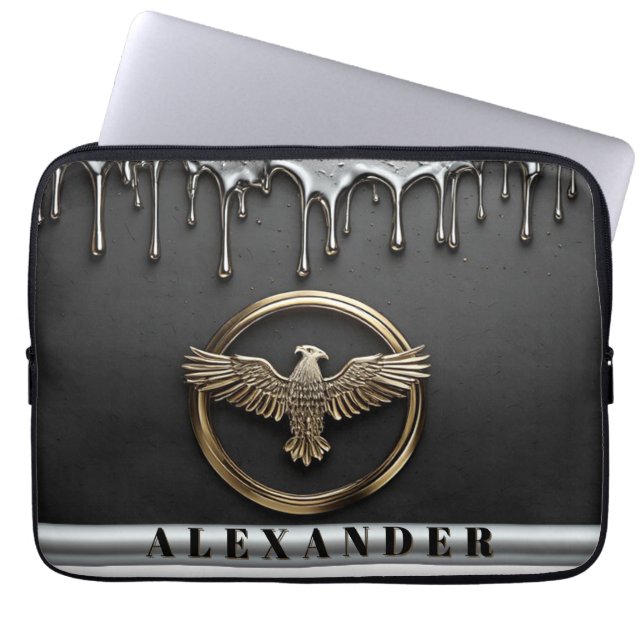 Capa Para Notebook Emblema de Águia Dourada com Asas Estendidas (Frente)