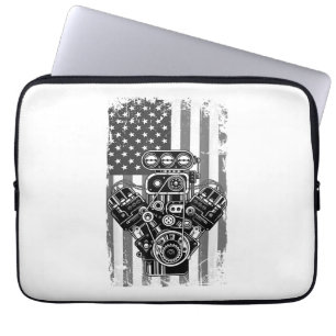 Capa Para Notebook Êmbolo de Carro Musculoso Antigo Bandeira American